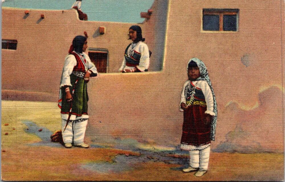 Morning Greetings Isleta Indians Albuquerque NM Vintage Postcard SP17-17